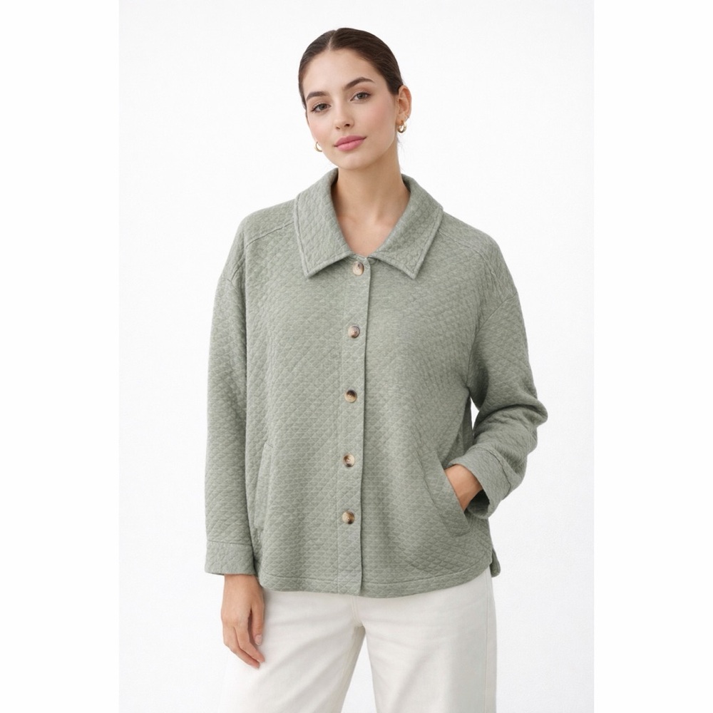 J. Jill Cotton Quilted Sage Green Jacket